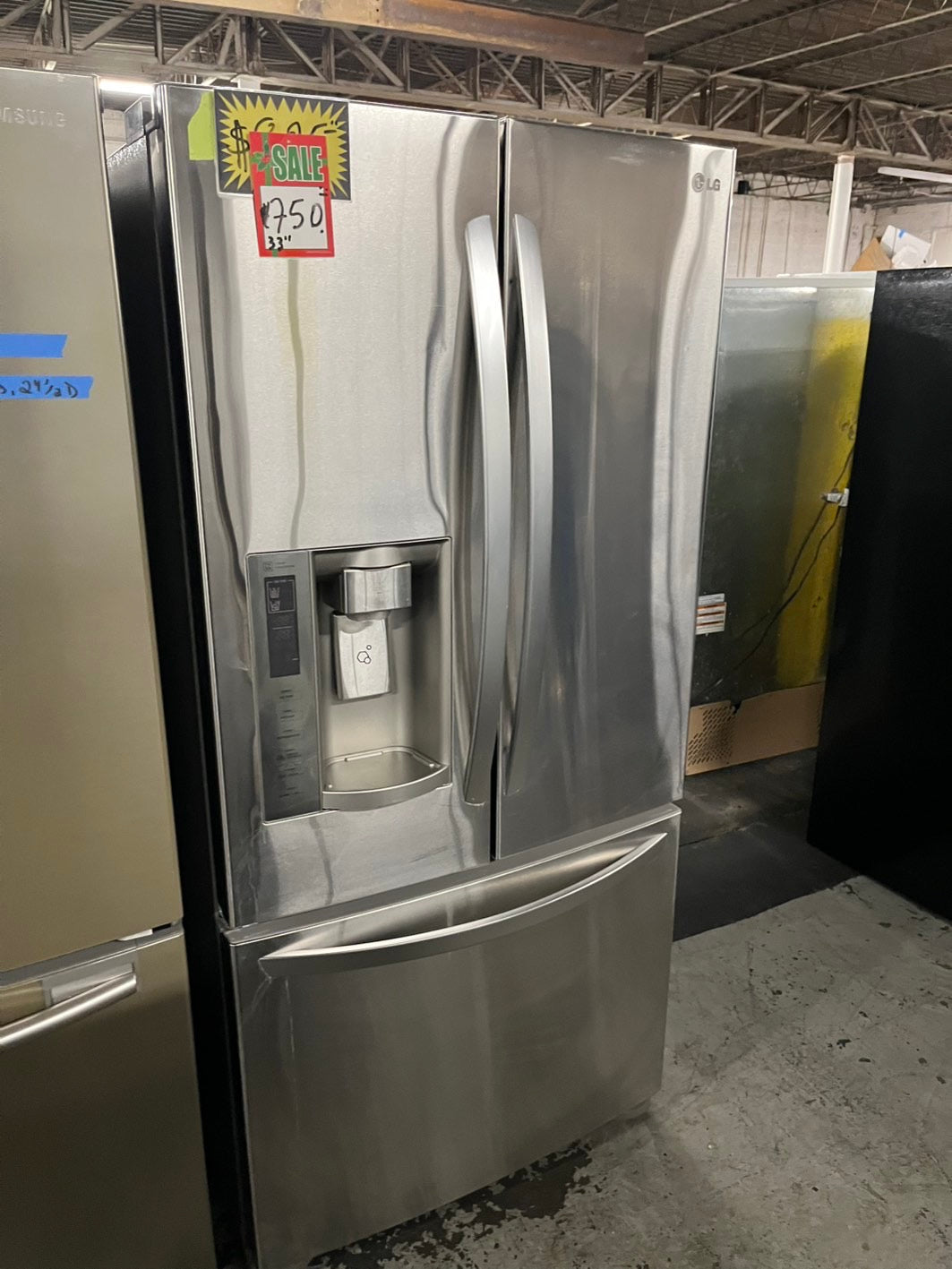 🎁🎄Holiday Sale‼️Lg 33” french doors refrigerator stainless steel w/ice & water dispenser inside  used refurbished #KNM27BB