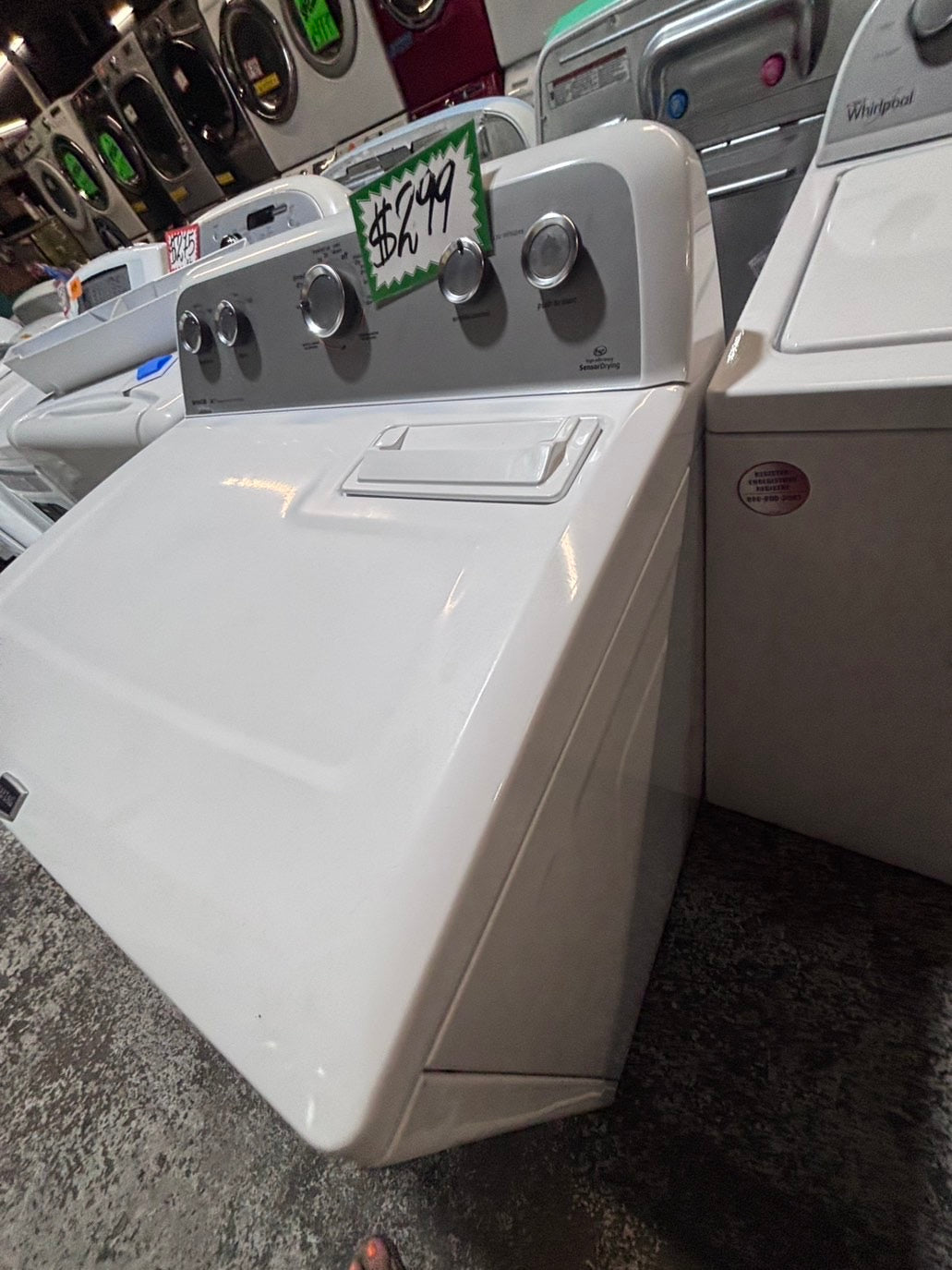 }maytag 29” extra large capacity side x side large capacity electric 220v dryer  in white 29”Refurbished #KDH681B