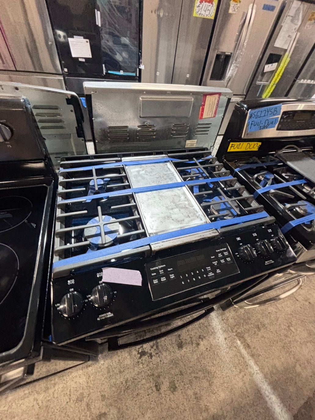 >*GE black 30” Gas range 5 burner slide in convection bake roast broil self clean used Refurbished" item #GRP5AB