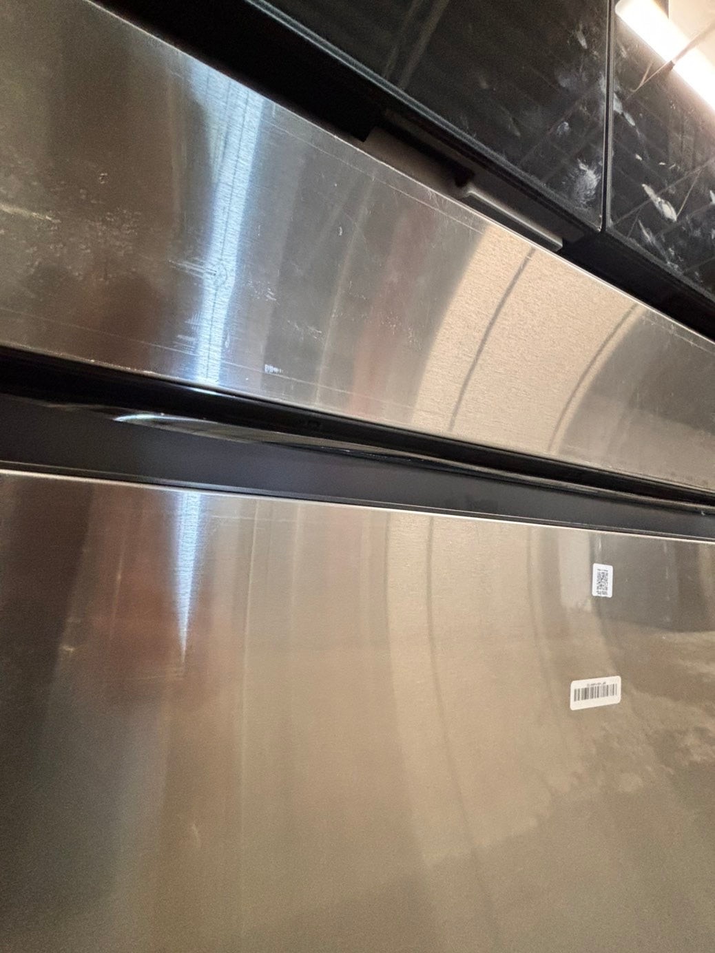 >new open box costumer return  Samsung Bespoke 23 cu. ft. Counter Depth 4-Door French Door Refrigerator in Stainless Steel with Family Hub in Charcoal Glass #RFFH1D41B