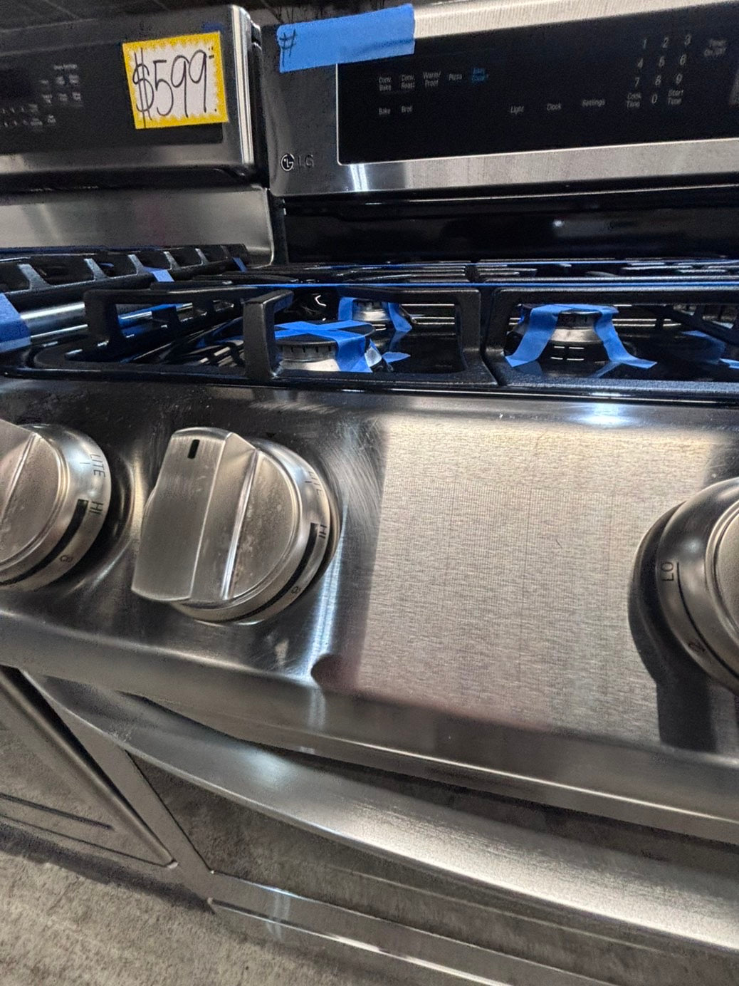 >>LG Gas range 5 burner convection oven bake ,broil Hi/Lo self clean in stainless steel used-Refurbished 30” #LGG5QB