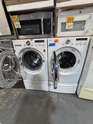 }gas LG white washer & gas dryer set front load stackable or side by side  27” in used Gas  used-Refurbished #GWD46B