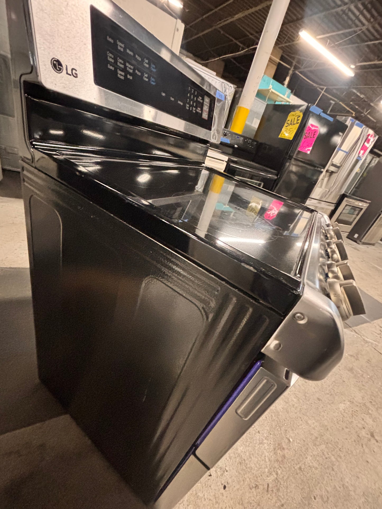 >special🔥LG double oven Glass Top electric stove stainless steel bake broil convection oven 5 burner Self clean 30” black Refurbished #LGEB496B