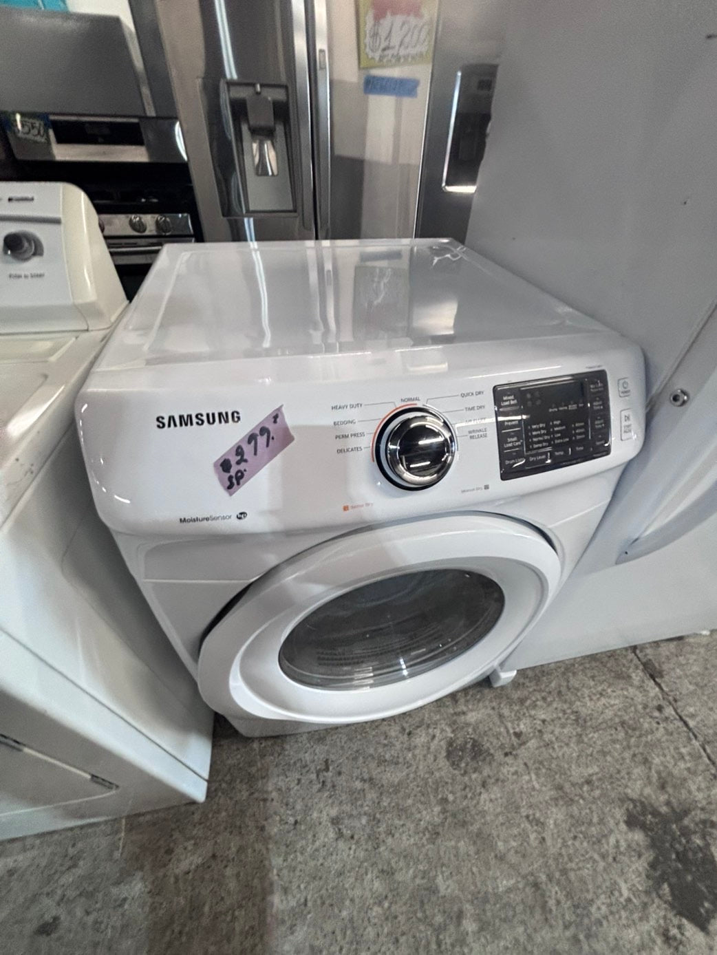 >*July 4th sale 🔥🇺🇸 samsung steam sensor Dry front load stackable electric 220v dryer in white  color used-refurbished 27" #DEQQ4NB