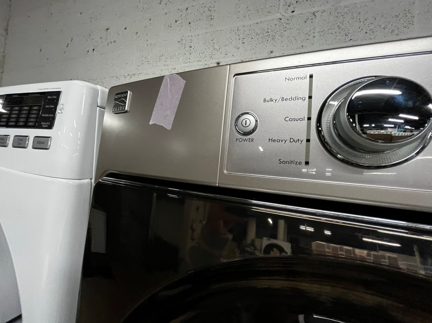 • Kenmore washer 4.5 cu ft & dryer 7.5 cu ft set electric 220v front load stackable or side by side - sensor dry He in champagne #WD9947PB