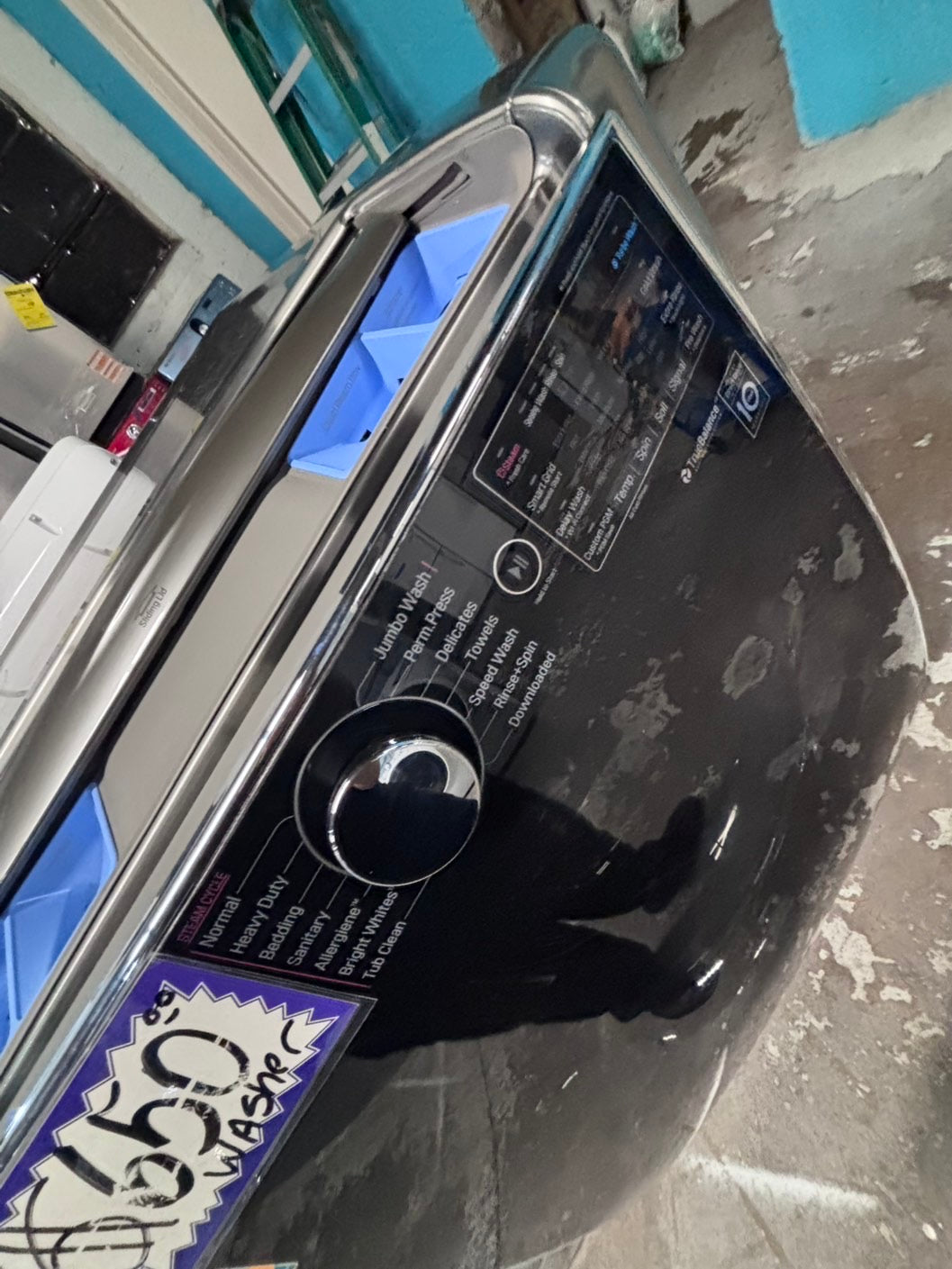 >*LG mega capacity gray front load washer large capacity stackable or side by side  29” in used-Refurbished #MCP44WB