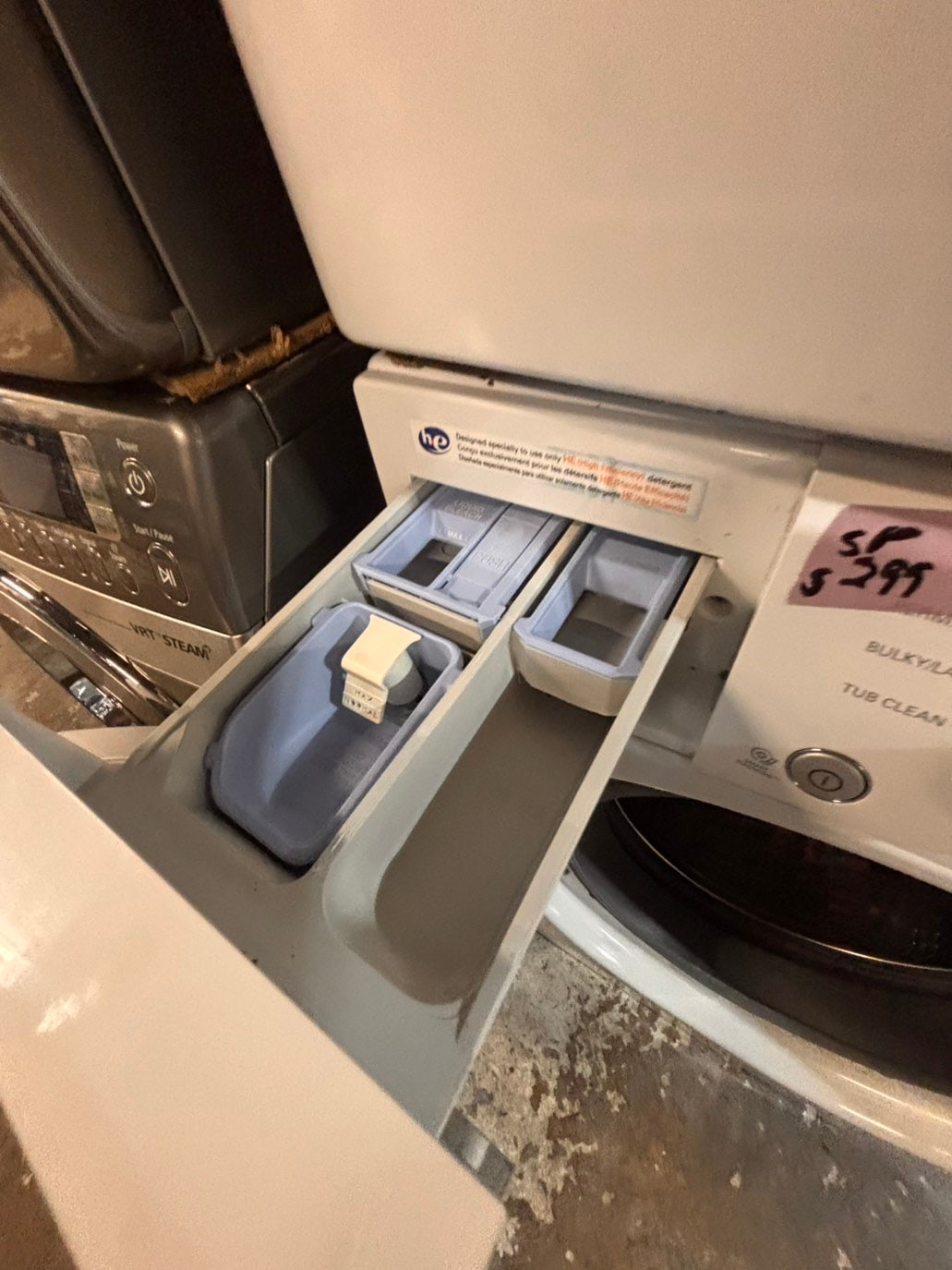 >* special🎉LG washer & dryer set electric 220v front load stackable or side by side - sensor dry in white  #WQ575SET