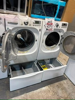 >*Mix & match LG white washer & gas dryer set front load stackable or side by side  27” in used Gas  used-Refurbished #SAV446B