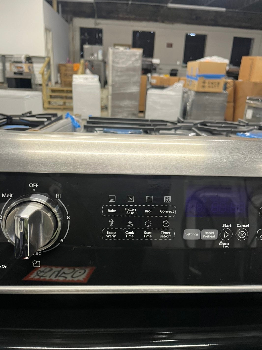 -Whirlpool glass top electric range 220v 5 burner warm zone convection oven Refurbished stainless steel bake Broil  self clean 30" #ERWL22B