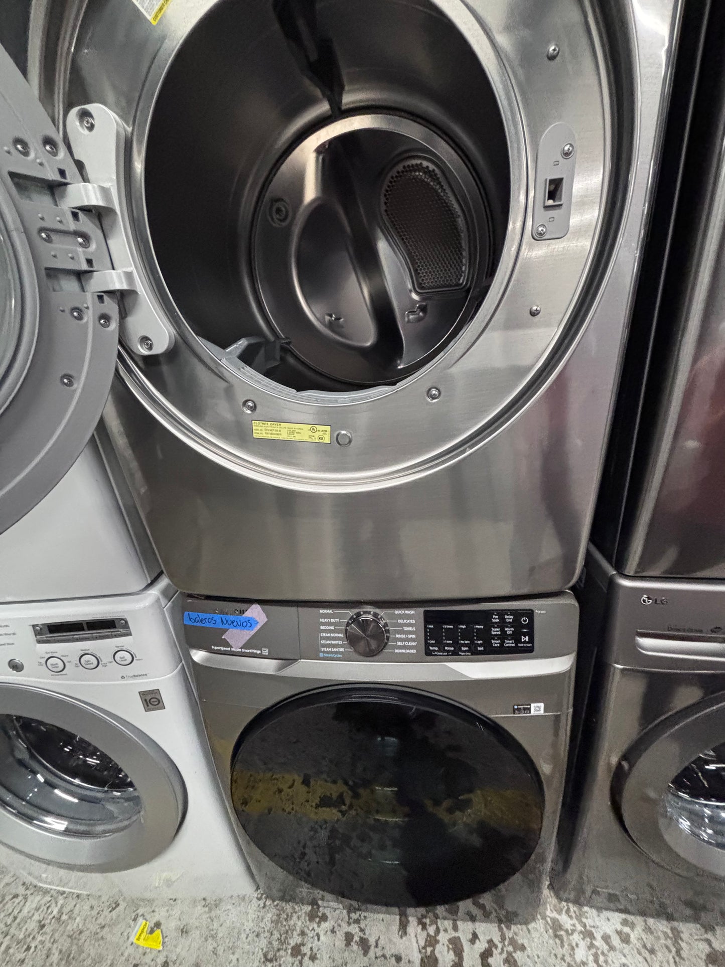 >>Samsung gray washer 4.5cu. ft. Large capacity, & electric dryer set in great condition 27” stackable or side by side  used-refurbished  #SFL19TB