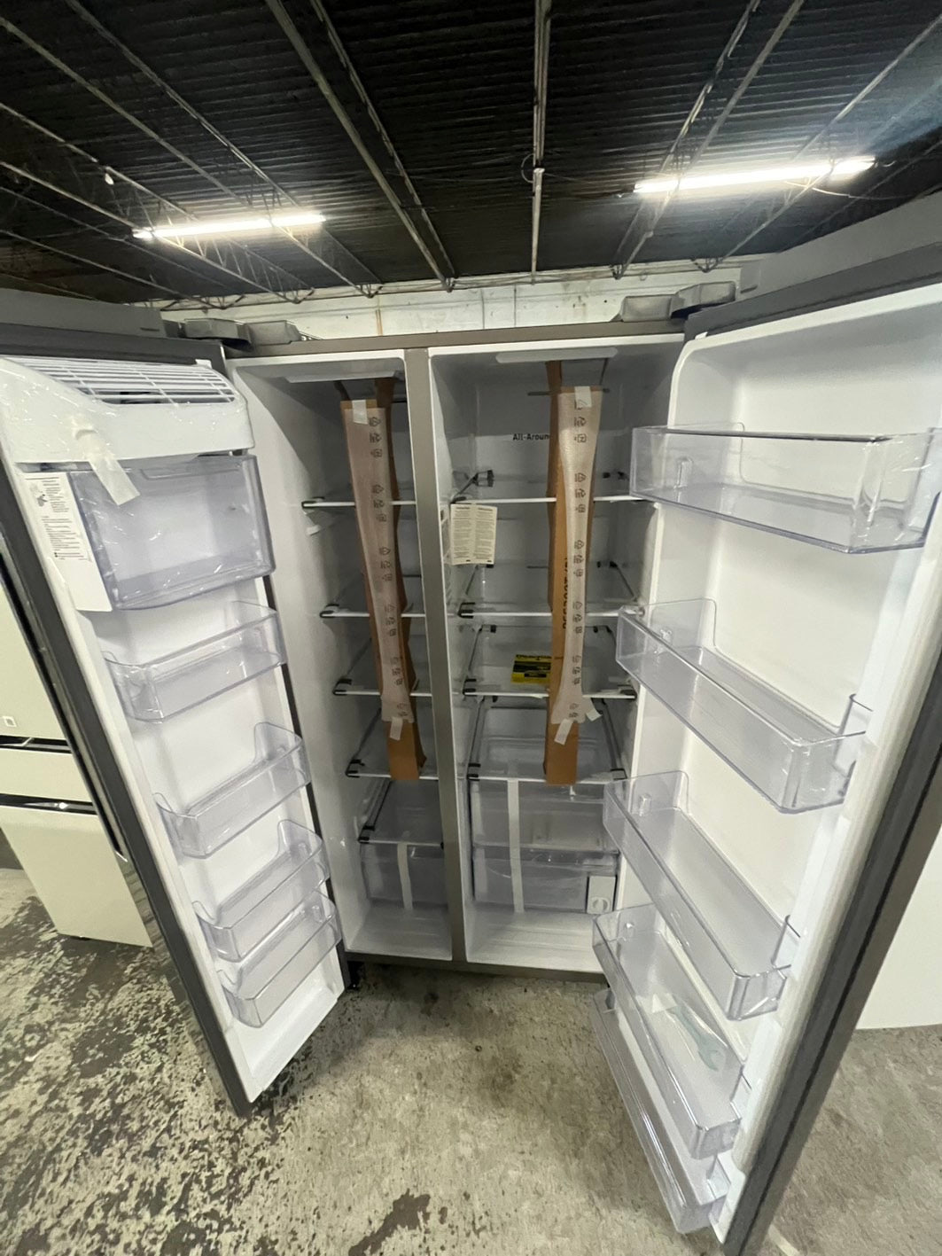 🥳🎉=Open box 📦 New S/d Samsung 36 in. 28 cu. ft. Standard Depth Smart Side by Side Refrigerator in Fingerprint-Resistant Stainless Steel #RFSAM288B