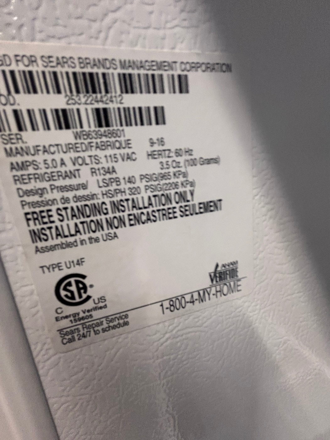 >sale 🎈Kenmore  up-right freezer white 14.cu.ft Refurbished-used #RF9755B