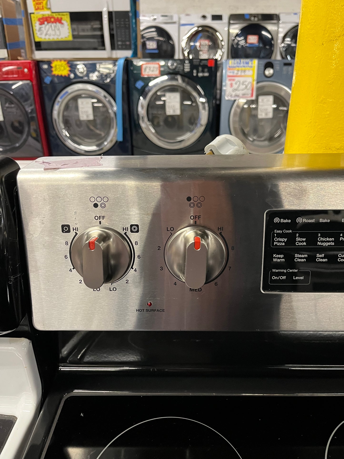 - Samsung electric range stainless steel 5 burner warm zone convection bake roast broil self clean 30” stock number #ER44SB-TR