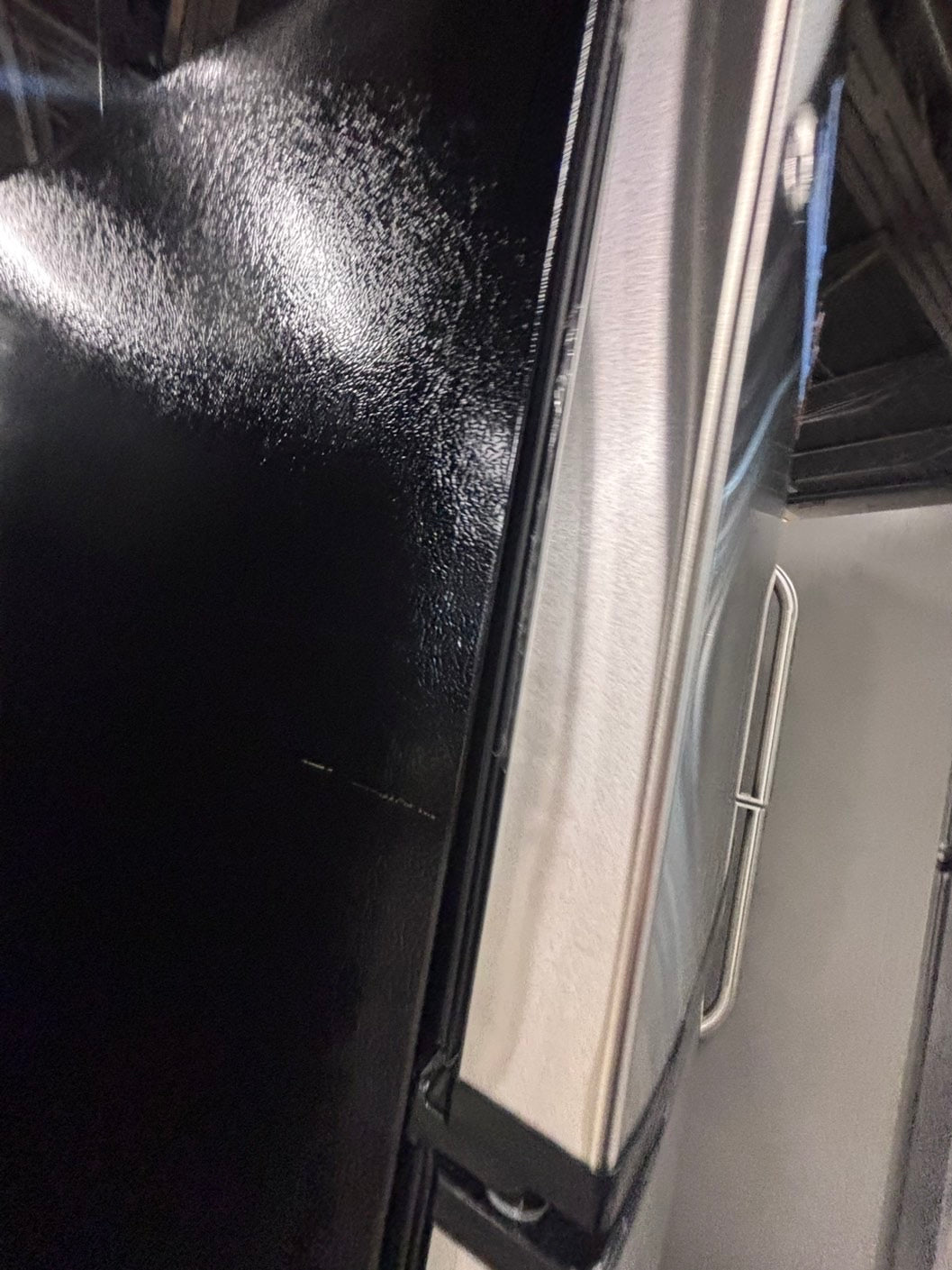 >*GE 33”x 66h Top freezer fridge, stainless steel with ice maker inside used-refurbished #RRFG641B