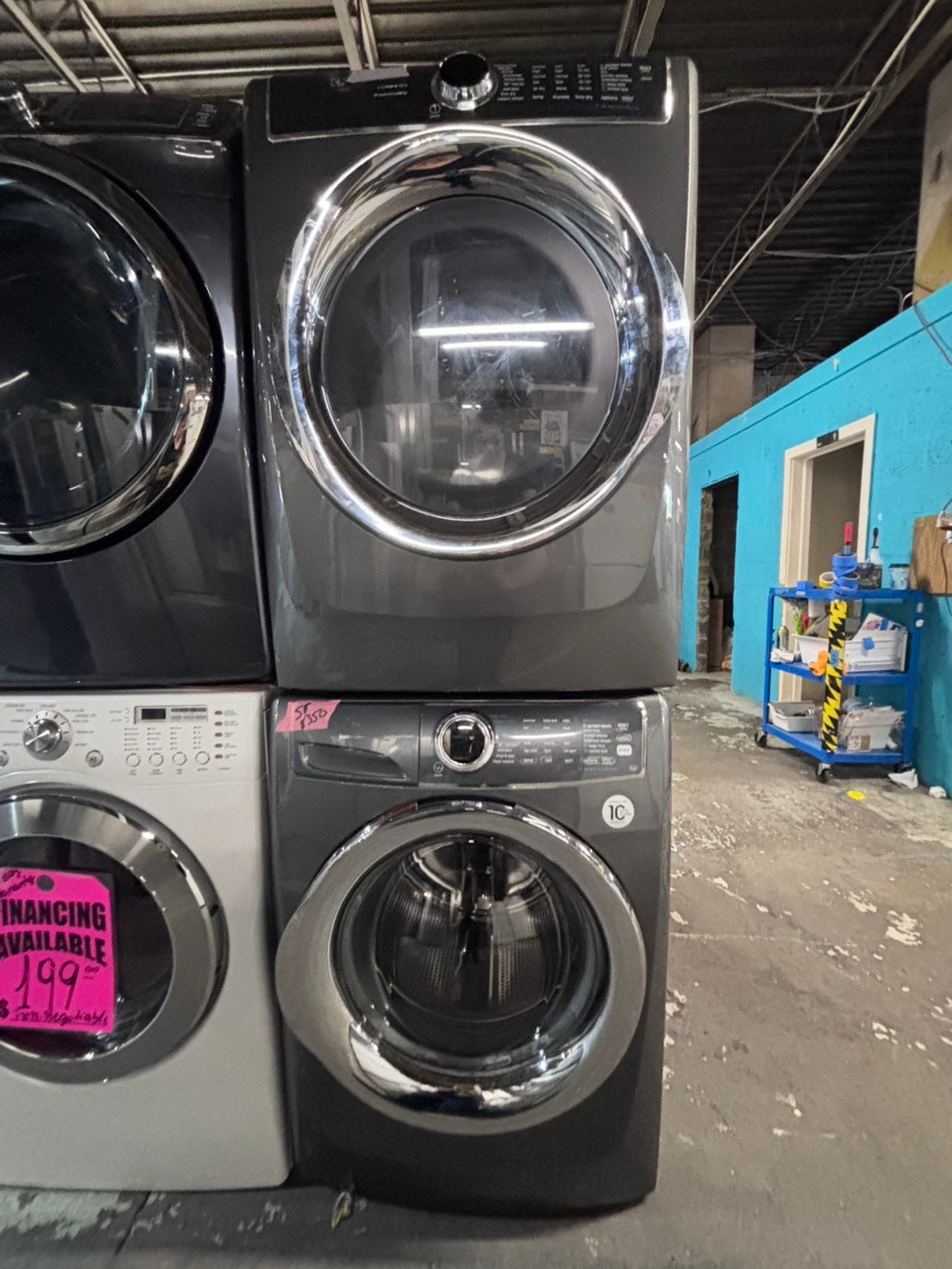 >* special 🔥Electrolux large capacity washer & dryer set electric 220v front load stackable or side by side - sensor dry in gray  #ELS6SET
