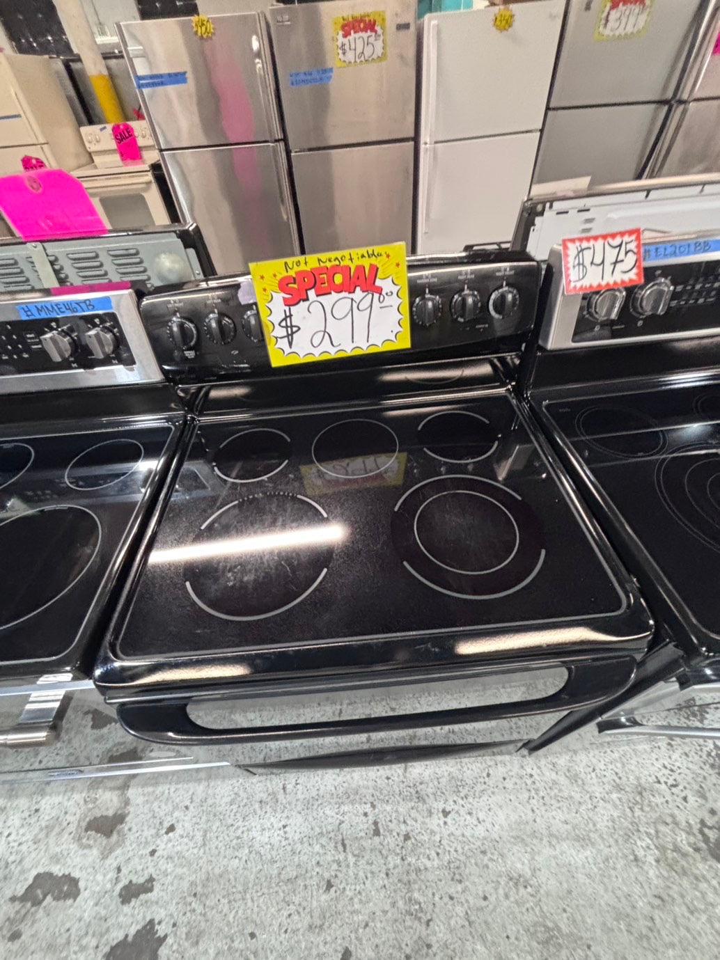 >special🌟kenmore  Glass Top electric stove  bake /broil,Self clean 30” 5 burner ,black  color, used-Refurbished   #K4WE6PB