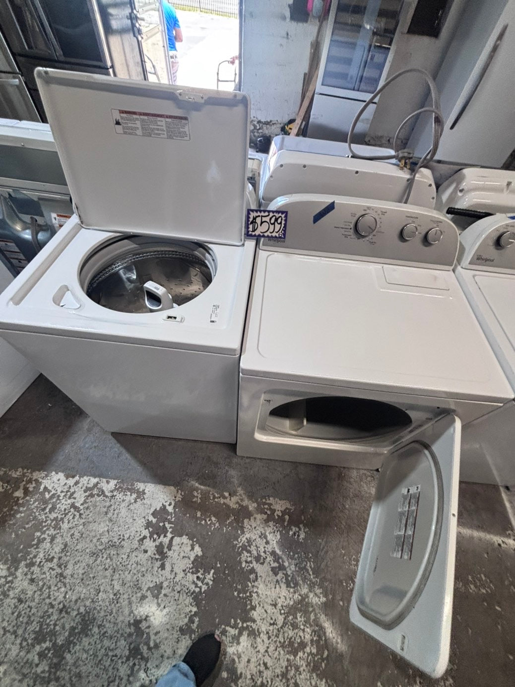 >>whirlpool top load washer large capacity with removable agitator  & electric dryer 220v  set top load side by side #MSR22YB