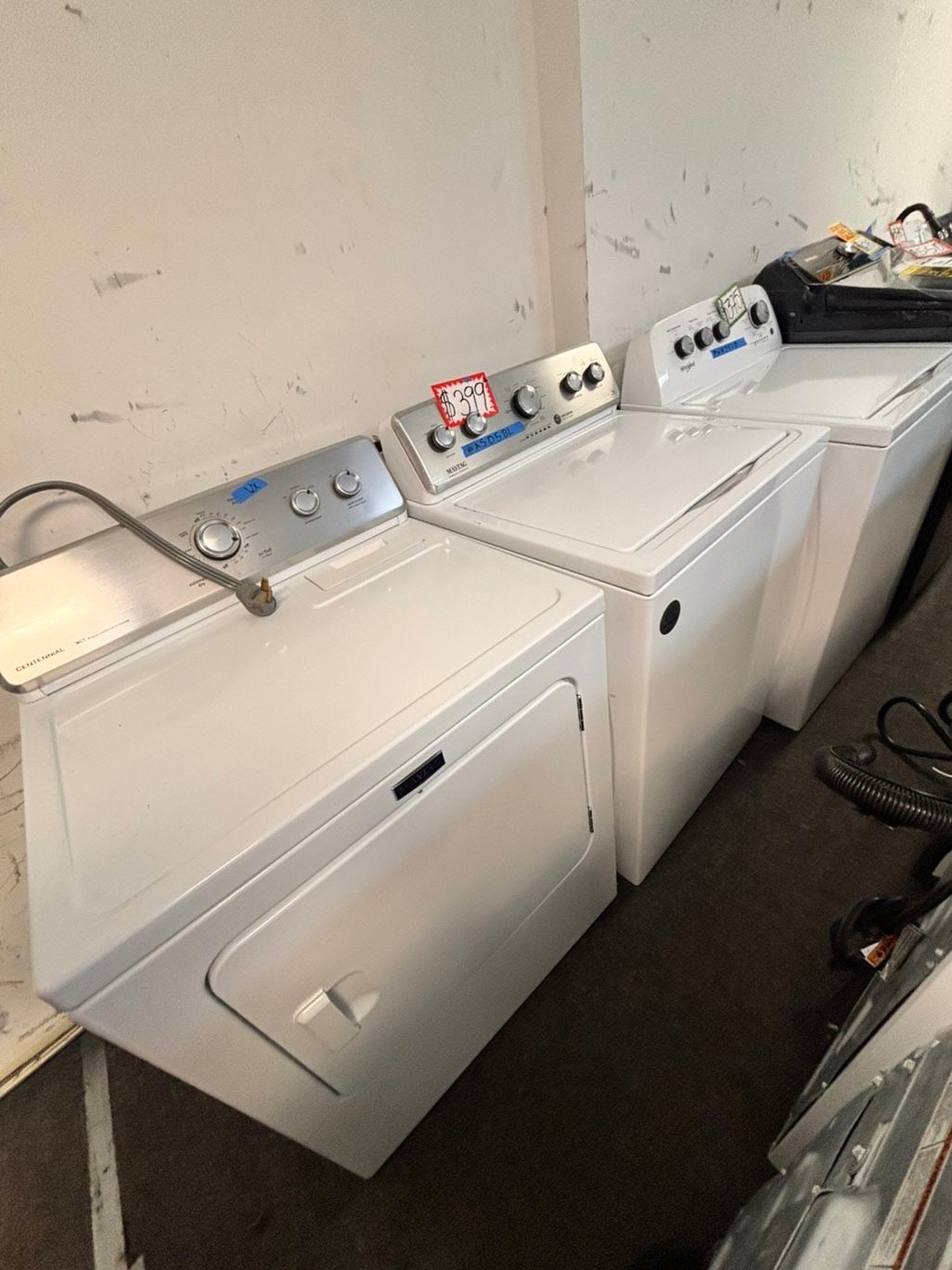 >maytag top load dryer side by side electric 220v large capacity & top load washing machine stainless steel drum with agitator used-Refurbished
#ASD5BLSET