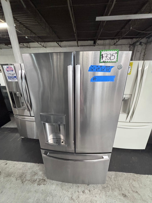 >>Used great condition used-Refurbished GE 36”w x69h x 30depth refrigerator stainless steel w/ice & water dispenser 36 “ #GRG116CB