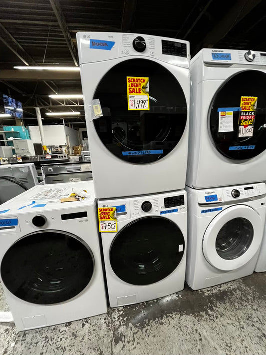 -Open Box 📦 Scratch & Dent 4.5 cu. ft. Ultra Large Capacity Front Load Washer - White WM4000HWA & 7.4 cu. ft. Large Capacity Front Load Electric Dryer - White DLEX4000W Set / stock number #WD7714AB