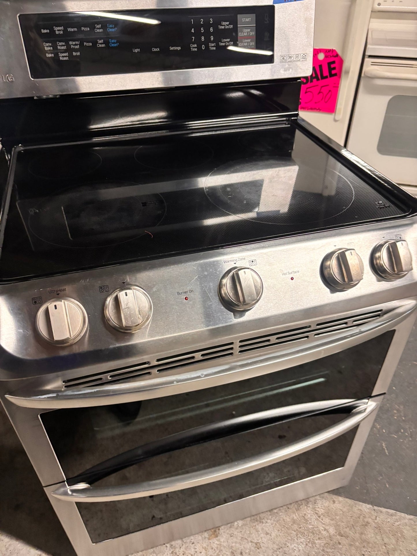 >special🔥LG double oven Glass Top electric stove stainless steel bake broil convection oven 5 burner Self clean 30” black Refurbished #LGEB496B
