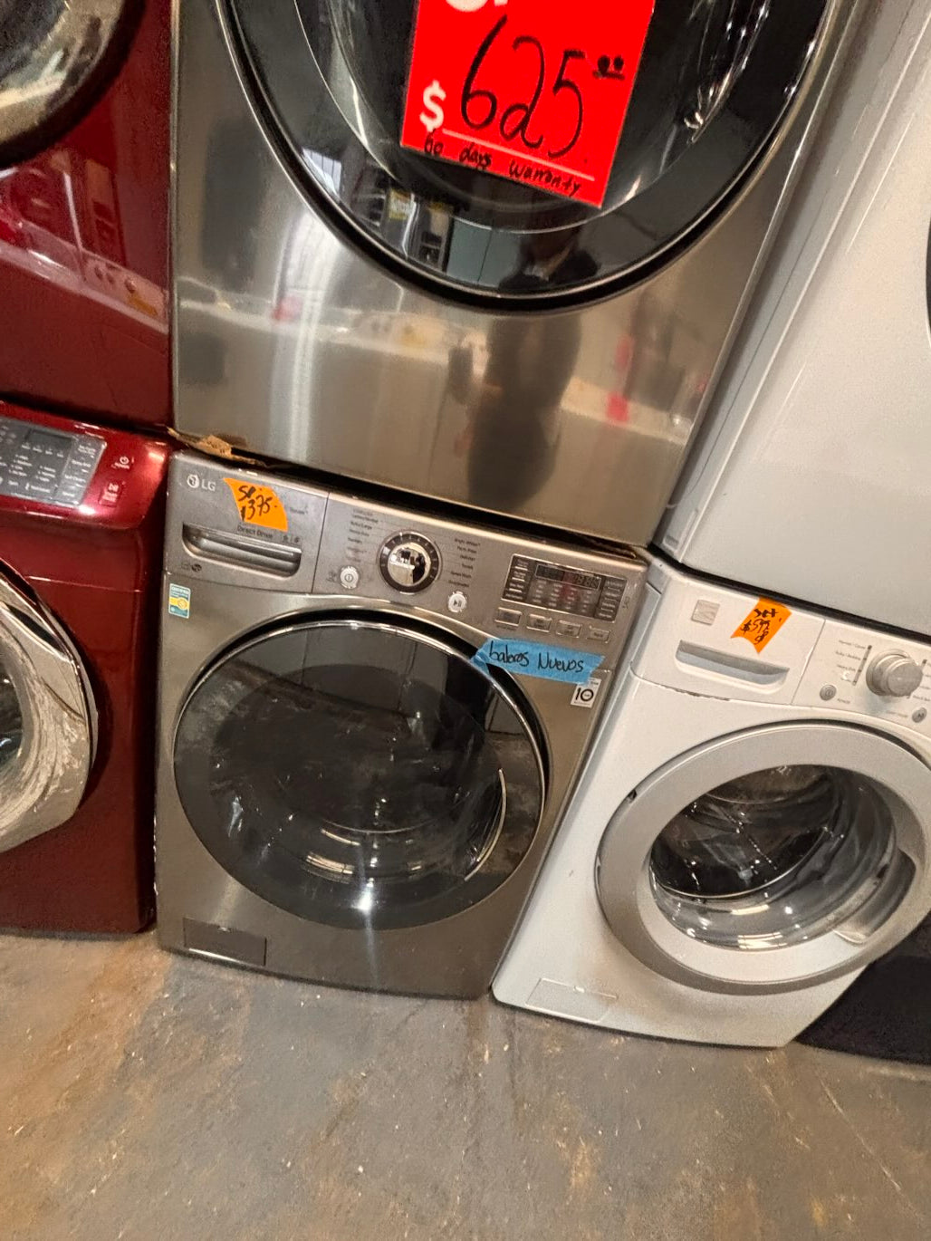 } special🎉LG  washer & dryer set electric 220v front load stackable or side by side - sensor dry , working 💯  with warranty , in silver color   #SPGC16SET