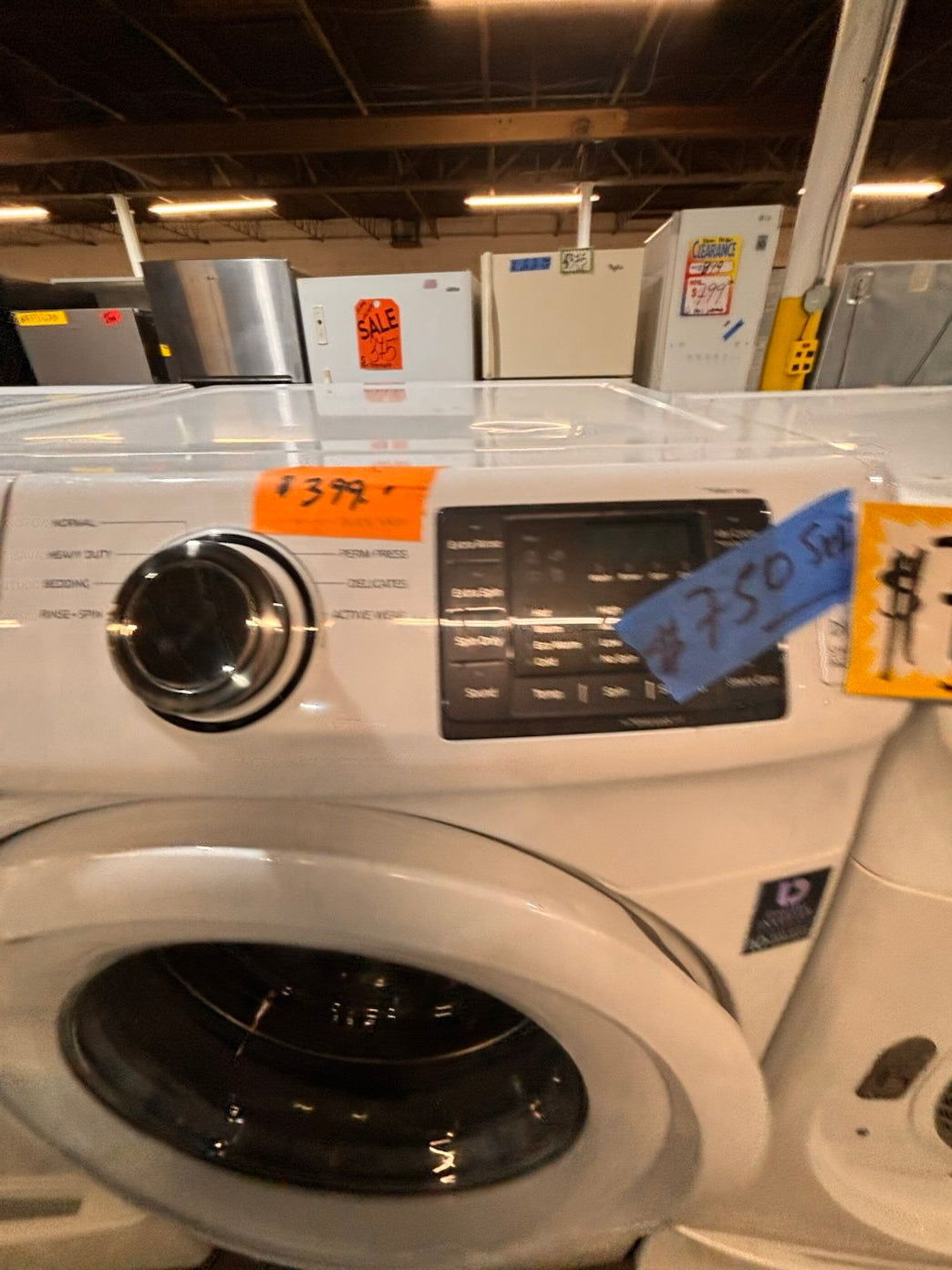 }}Samsung used- refurbished front load electric 220v dryer & washer large  capacity with pedestals in white color 27” working 💯 with warranty #FLSG427B