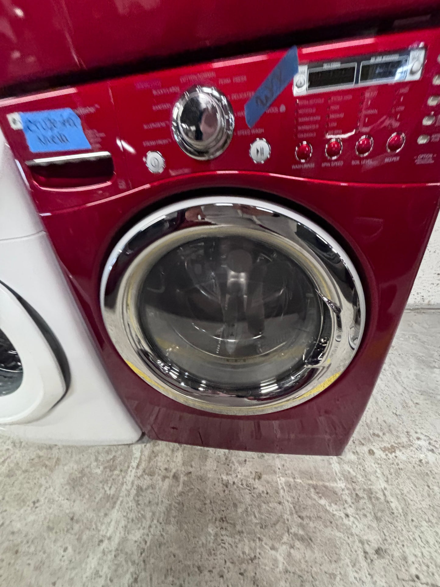 >LG washer & dryer steam set electric 220v front load stackable or side by side - sensor dry in red  #WDRR5D6B