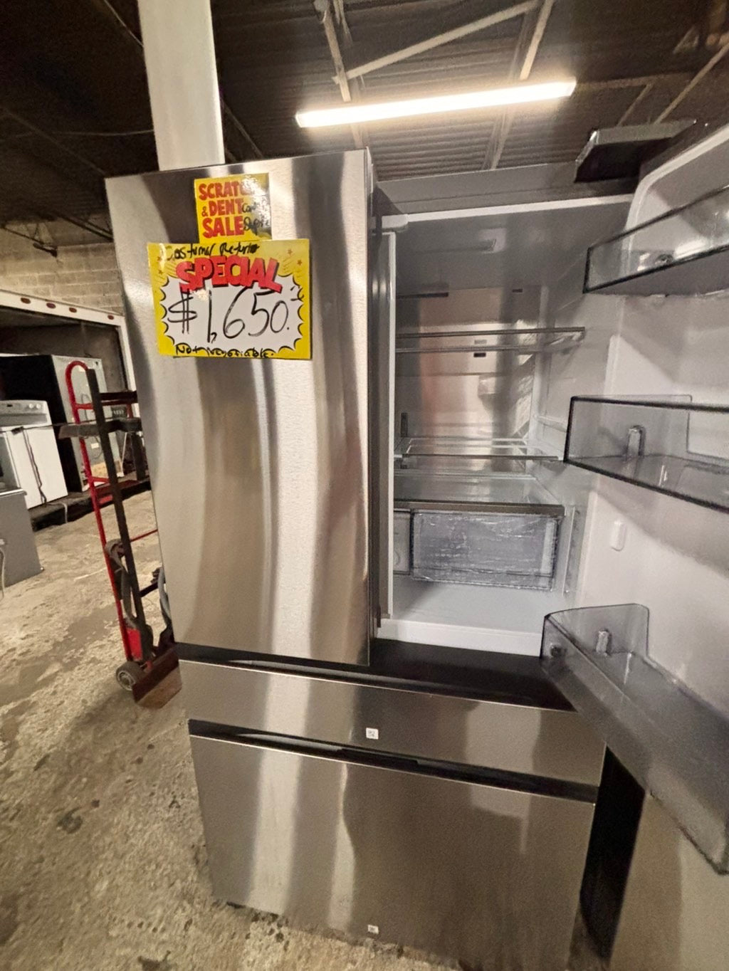 >special 🔥New open box (costumer return ) Counter Depth 4-Door French Door Refrigerator. A revolution in convenience and design, the concealed Beverage Center features both a water dispenser and ice maker 
#RFSZ51YB (Copy)