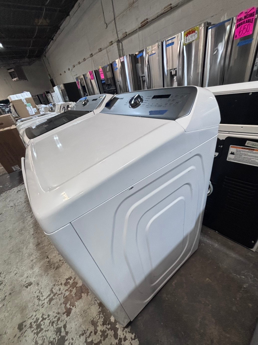 >*samsung white  top top load washer large capacity & dryer set electric 220v side x side top load stainless steel drum white color used-refurbished #W5CB3YB