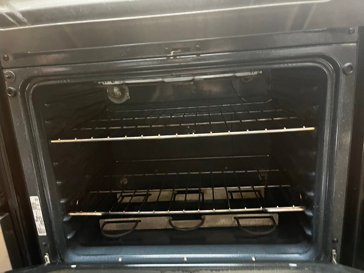 GE electric 220v glass top double oven range 5 burner Refurbished bake Broil self clean stainless steel 30" #ER1034L