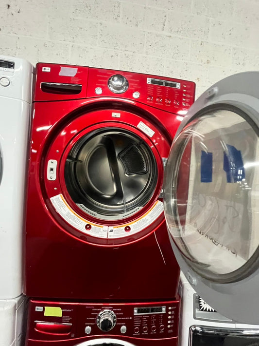 🎁🎄Holiday Sale‼️ - LG washer 4.5 cu ft & dryer 7.5 cu ft set electric 220v front load stackable - sensor dry He in Red  #WDRD78B