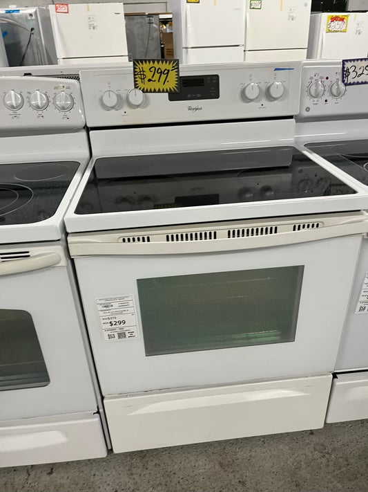 Whirlpool electric 220v range 4 burner bake broil in white Refurbished 30" #ER939HB