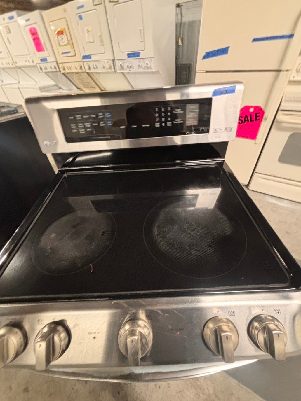 >special🔥LG double oven Glass Top electric stove stainless steel bake broil convection oven 5 burner Self clean 30” black Refurbished #LGEB496B