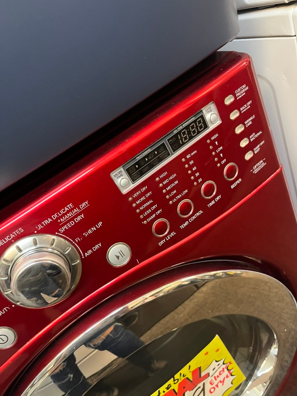 Used like new LG - 7.1 Cu. Ft. Stackable  Electric Dryer Red  Tromm ultra capacity #E238ML