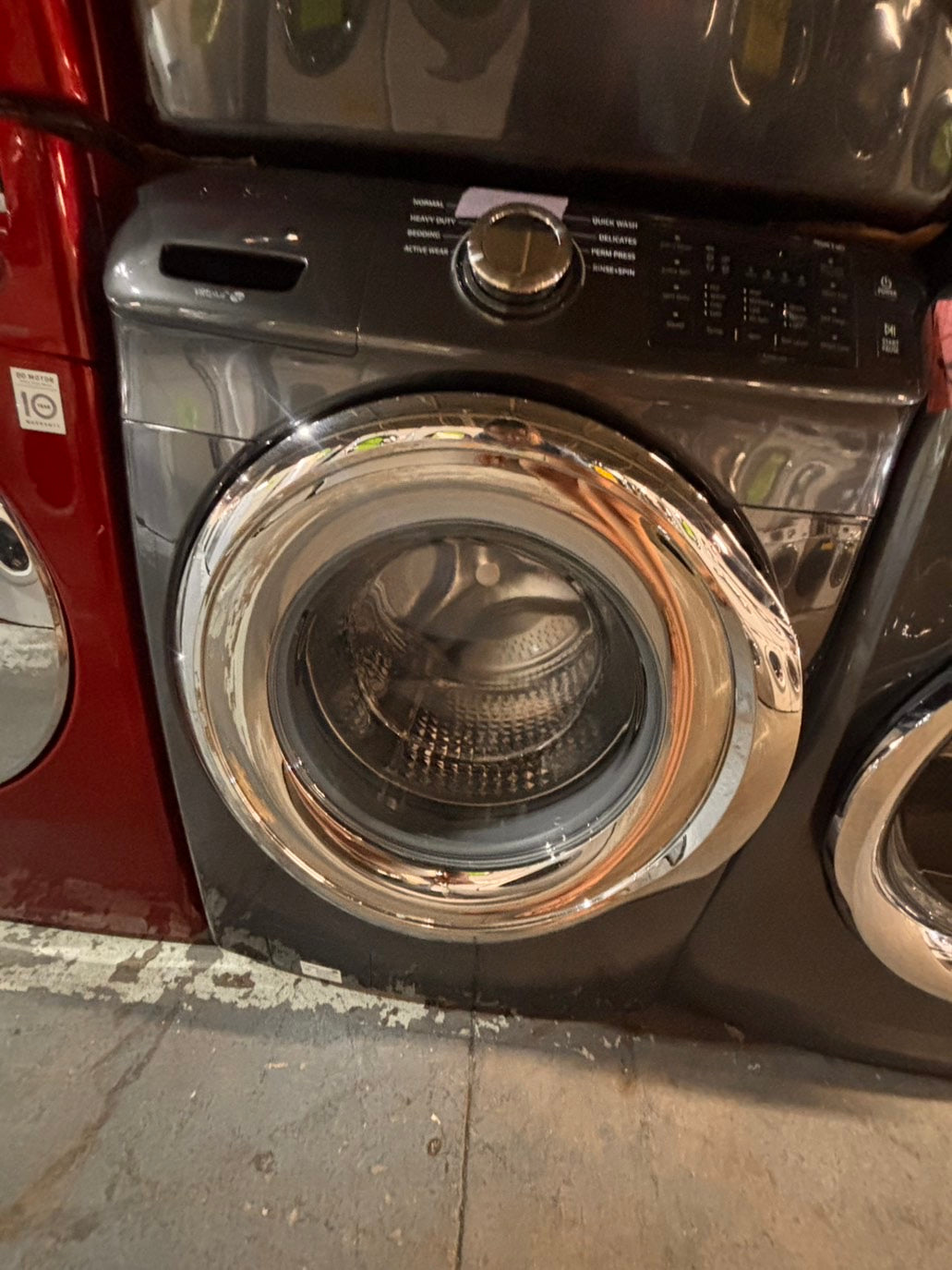 >*Samsung dark gray  washer front load stackable or side by side  27” in used-Refurbished #SGA23WB