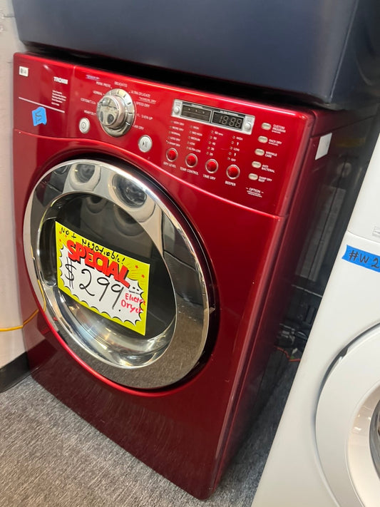 Used like new LG - 7.1 Cu. Ft. Stackable  Electric Dryer Red  Tromm ultra capacity #E238ML