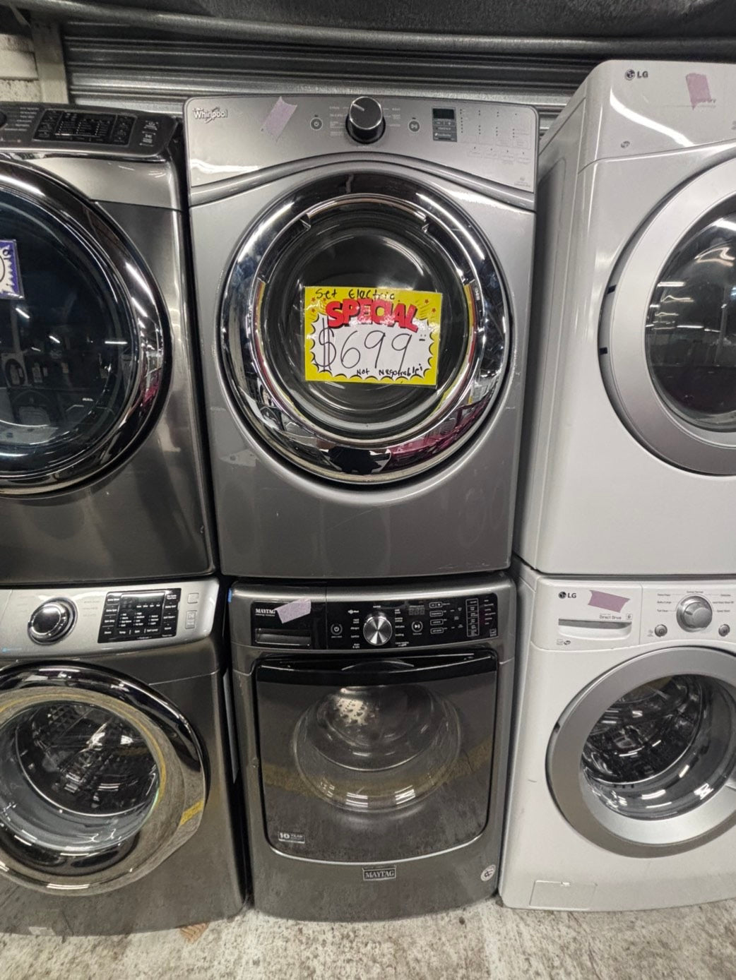 >*special 🔥mix & match Maytag  washer large capacity & whirlpool dryer set electric 220v front load stackable or side by side - sensor dry in white  #MAQ4VBSET