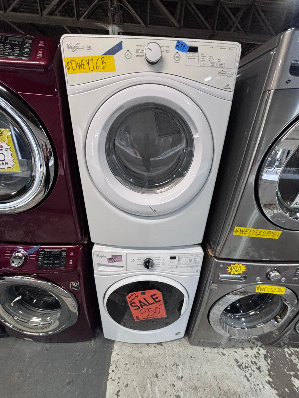 >*special 🔥mix & match whirlpool set electric 220v front load stackable or side by side - sensor dry in white color #WFSW1SET