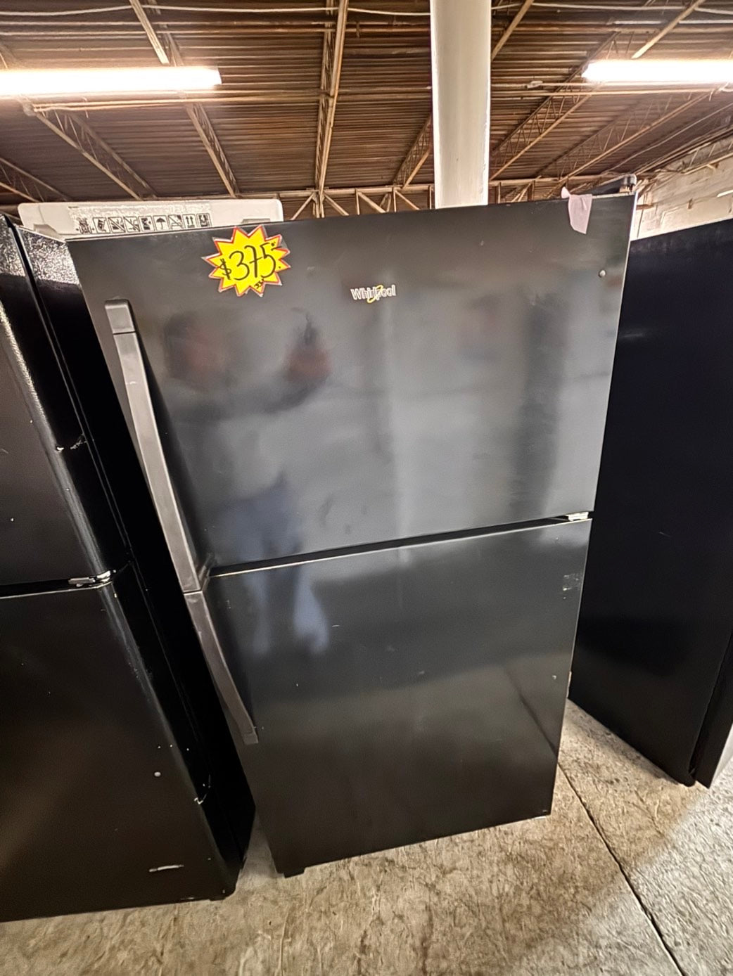 >whirlpool 33” Top freezer fridge  ,black used-refurbished #RFTT1B
