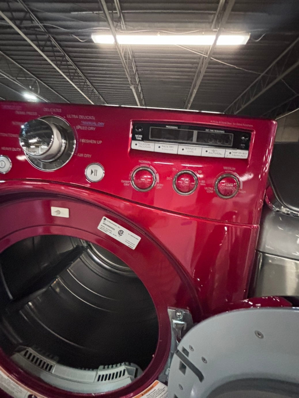>* LG washer & dryer set electric 220v front load stackable or side by side - sensor dry in red color #LERA5SET