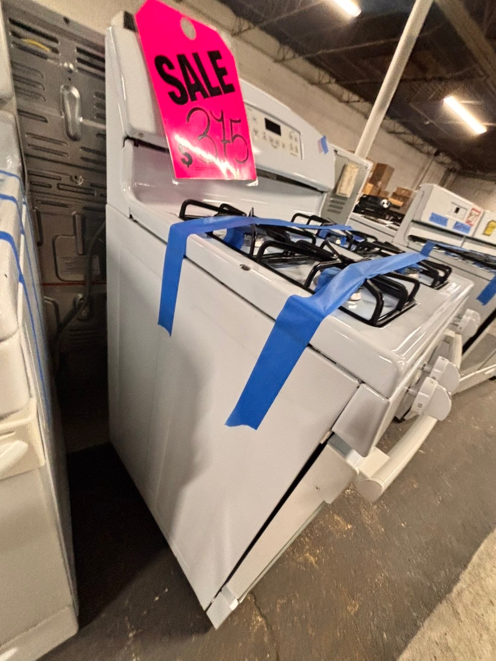 >GE Gas range 4 burner bake broil Hi/Lo self clean in white used-Refurbished 30” #GERR6TB