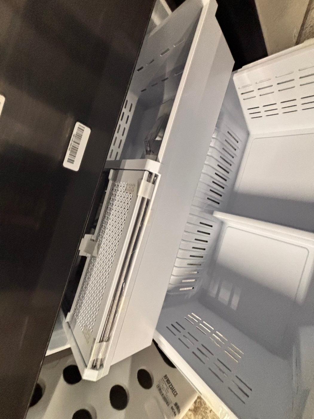 >special🎈New open box 📦 Samsung - Bespoke 23 cu. ft. Counter Depth 4-Door French Door Refrigerator with AI Family Hub+ - Charcoal Glass  & Black/Charcoal #RRSAG41B