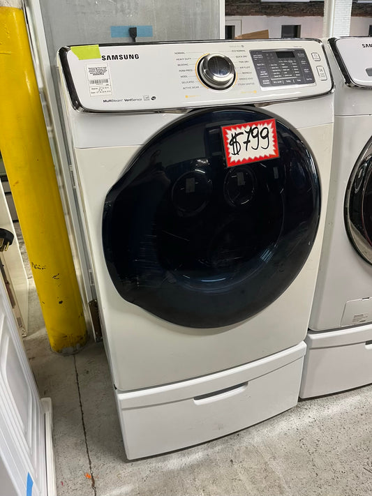 -Samsung front load washer & dryer set electric W/pedestal extra storage 27" #WD953CB