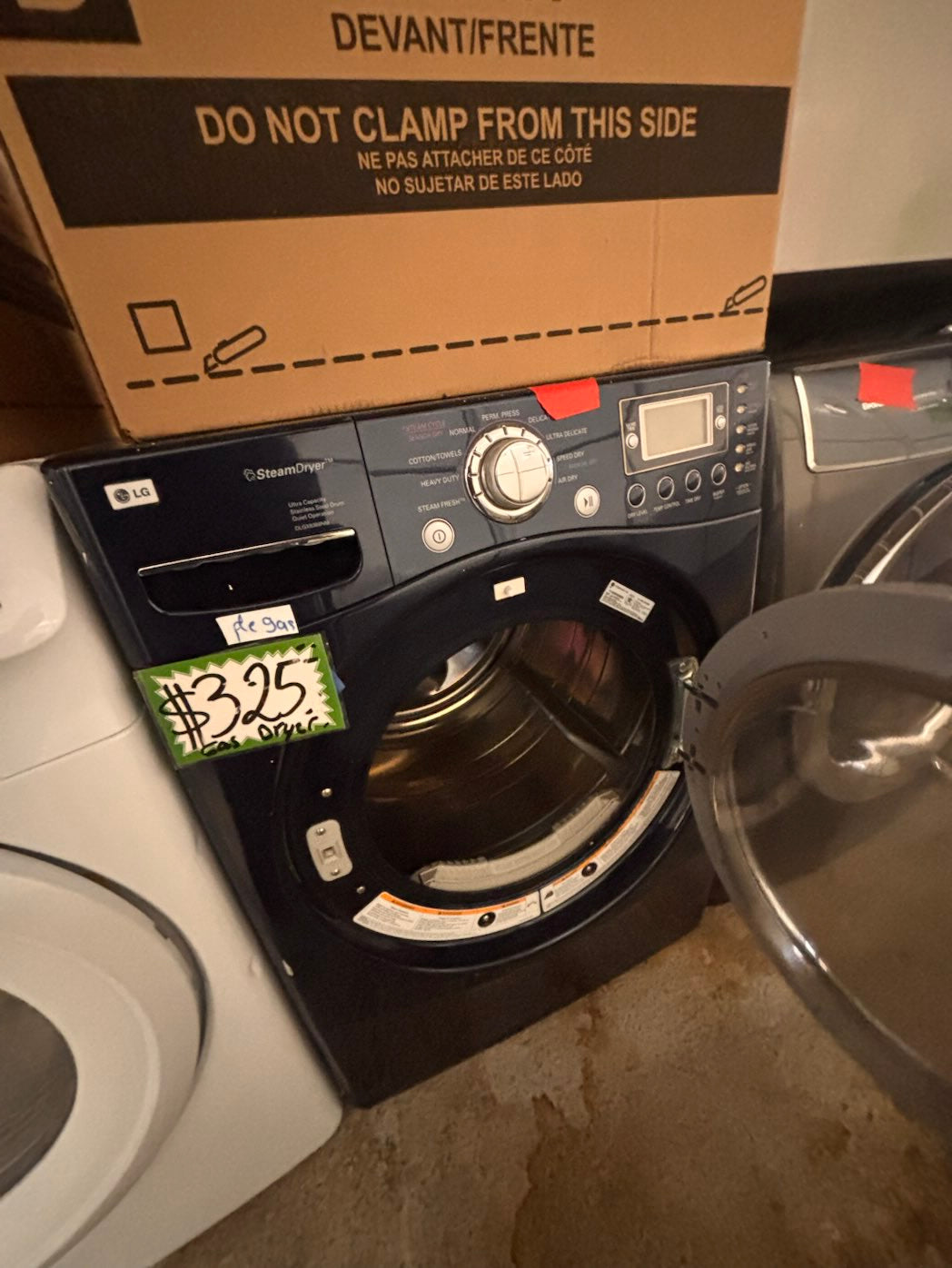 }} LG  front load stackable or side by side GAS steam dryer,  navy blue color  27"working 💯  with warranty #GDV6FRB