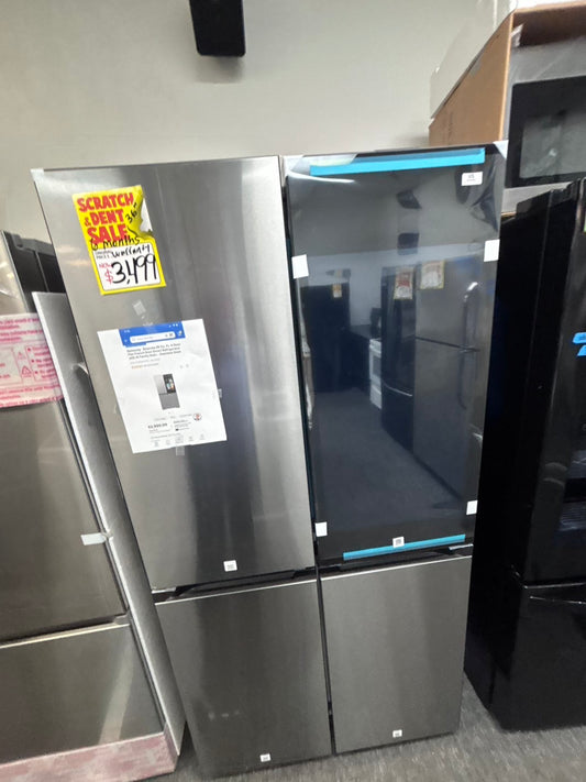 > new open box 📦 Bespoke 29 cu. ft. Standard Depth 4-Door Flex French Door Refrigerator in Stainless Steel with Charcoal Family Hub+
#RF29FFXL