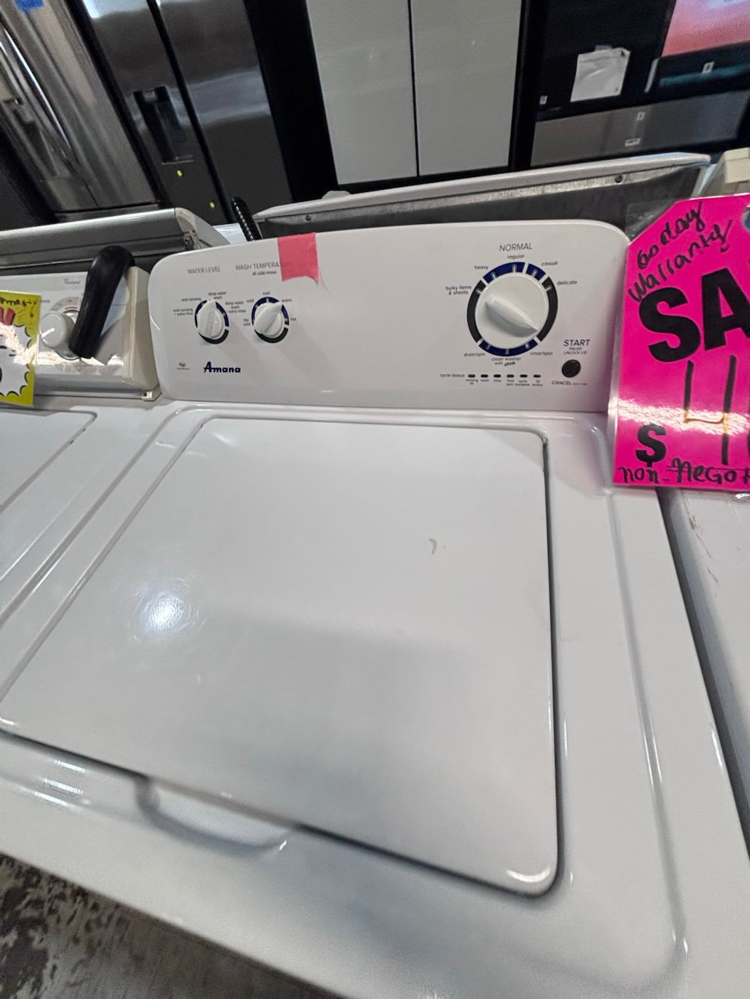 }}Amana  top load washer with agitator & electric dryer 220v  set top load side by side #AWM23TB