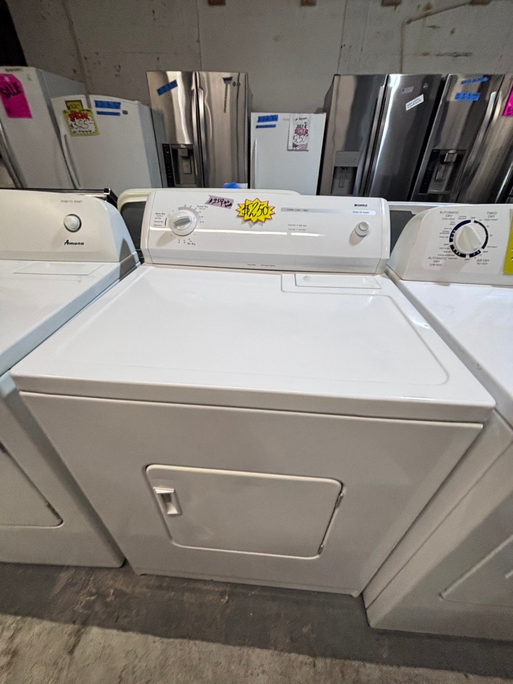 >*kenmore flat back side x side extra large capacity electric 220v dryer  29” wide 26”in Depth ,used -Refurbished #EDFW35B