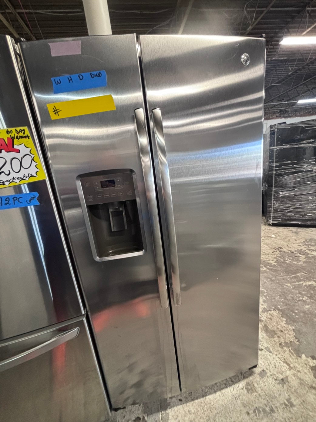 >*GE Side x side  Refrigerator stainless steel with ice maker & water dispenser /. 36” 26cu.ft used-Refurbished. Item number  #RF0044B