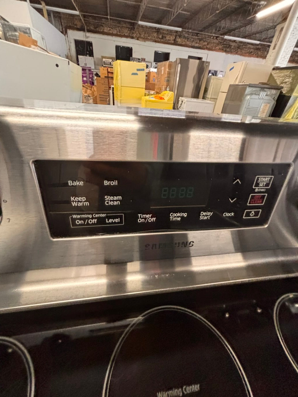 }} Samsung electric 220v glass top range bake Broil roast self clean oven stainless steel working 💯  with warranty ! 30" used-Refurbished #SEST381B